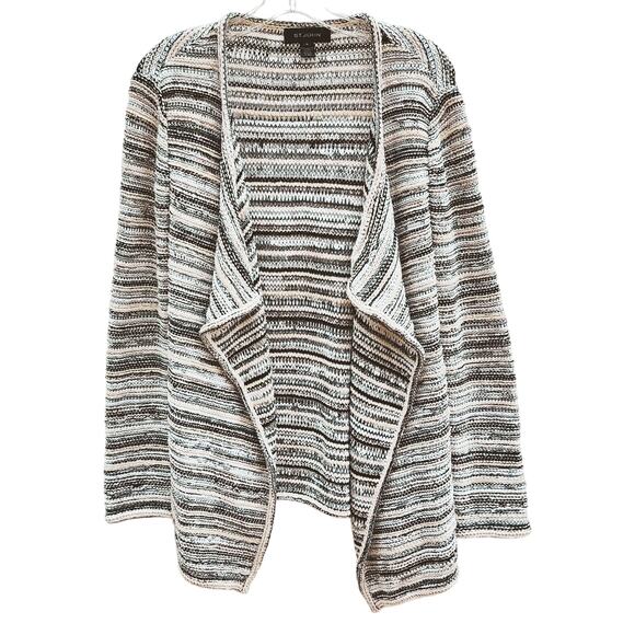 St. John Knits Caviar Ribbon Knit Waterfall Cardigan M Quiet Luxury - Picture 2 of 13